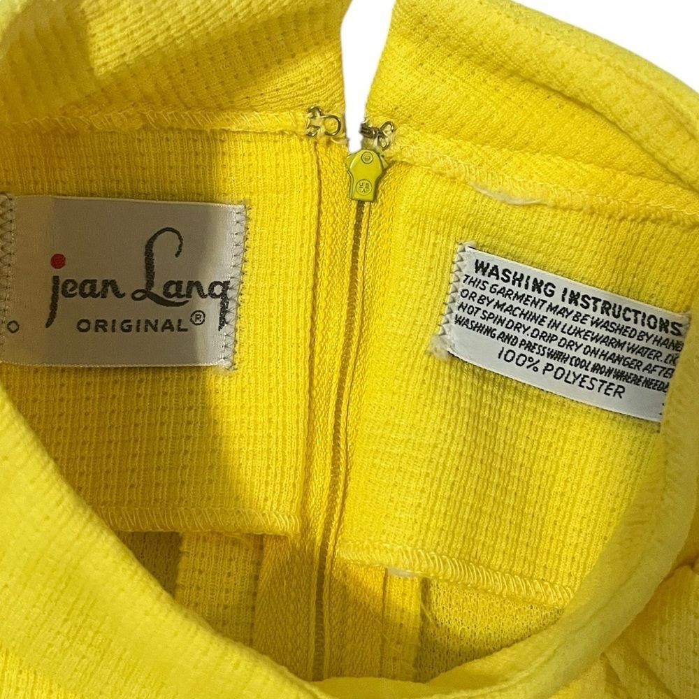 Vintage Jean Lang Originals Dress Bright Yellow Bow Shift Mod 60s No Size - Picture 5 of 7